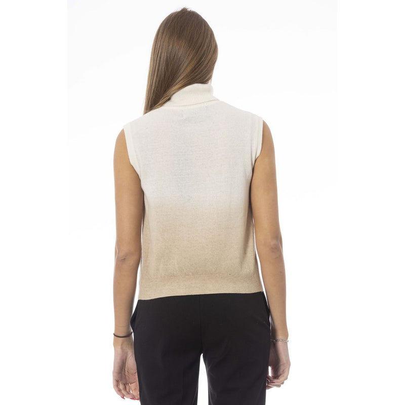 Baldinini Trend White Wool Women Sweater - Luxurious Turtleneck Vest