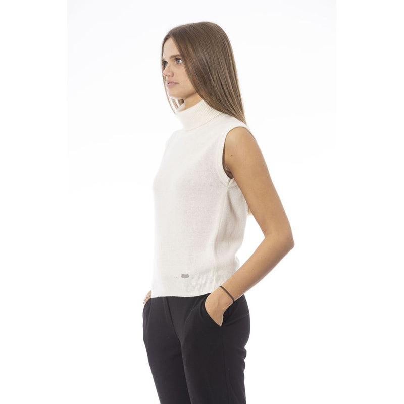 Baldinini Trend White Wool Women Sweater - Luxurious Turtleneck Vest
