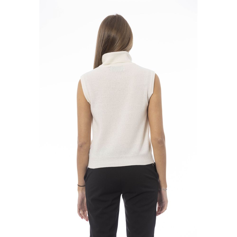Baldinini Trend White Wool Women Sweater - Luxurious Turtleneck Vest