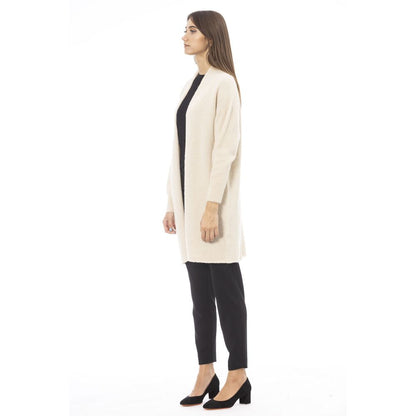 Alpha Studio Cardigan blanc en alpaga pour femme