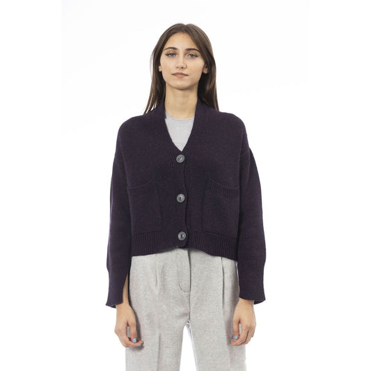 Alpha Studio Cardigan en laine mérinos violet pour femme