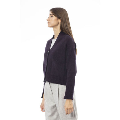 Alpha Studio Cardigan en laine mérinos violet pour femme
