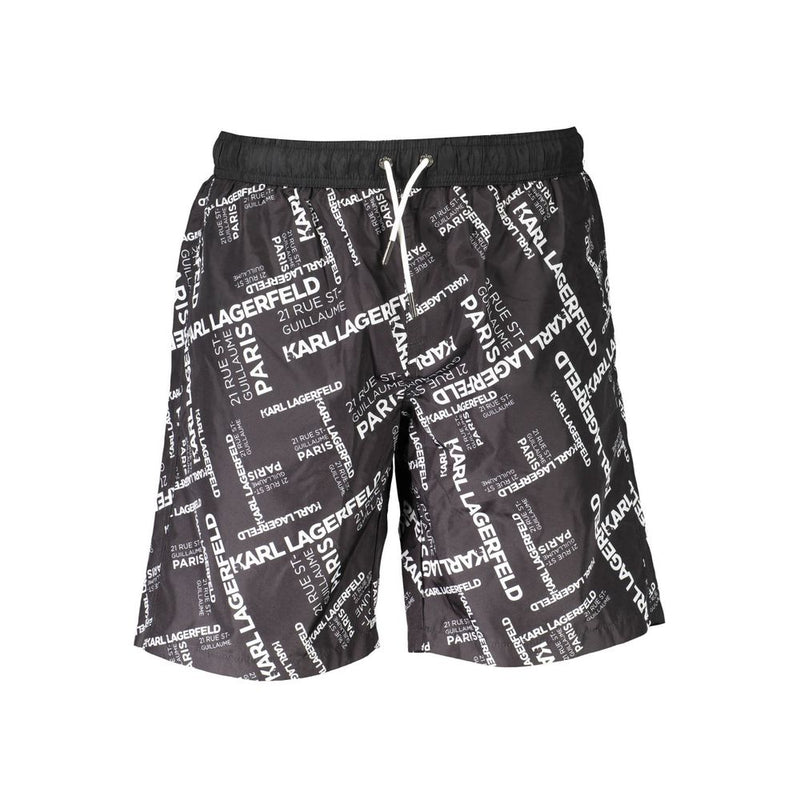 Karl Lagerfeld Black Polyester Long Sea Boxer Swimwear