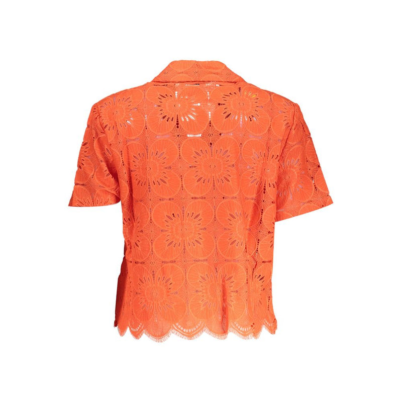 Desigual Orange Cotton Shirt - Élégant Haut à Manches Courtes