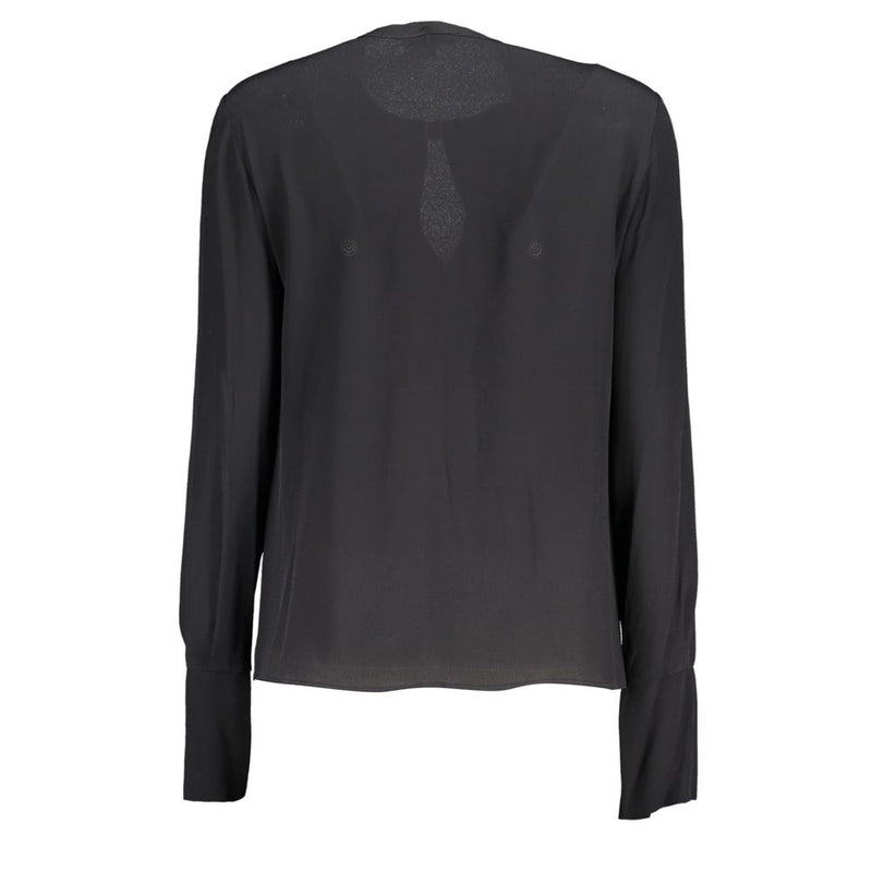 Patrizia Pepe Chemisier Noir en Viscose - Blouse à Manches Longues