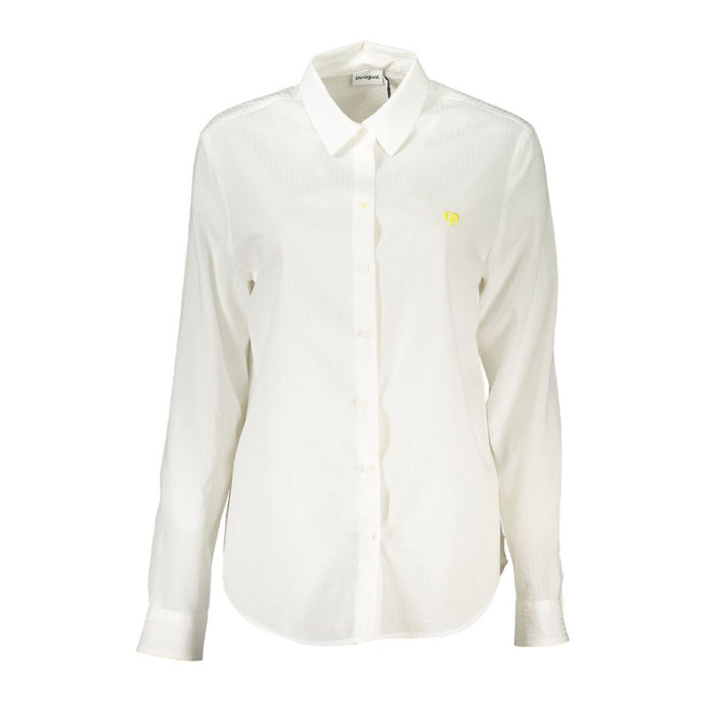 Desigual White Cotton Shirt - Élégance et Confort au Quotidien