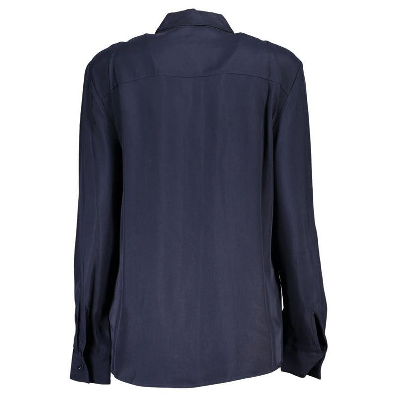 Chemise en Viscose Bleue Tommy Hilfiger - Manches Longues Col Italien
