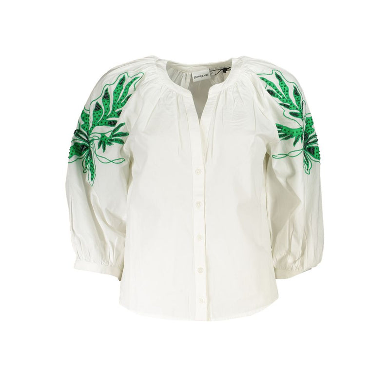 Desigual Chemisier Blanc en Polyester - Élégant à Manches 3/4
