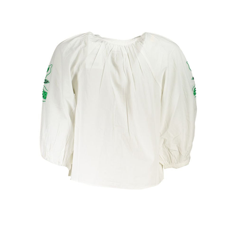 Desigual Chemisier Blanc en Polyester - Élégant à Manches 3/4