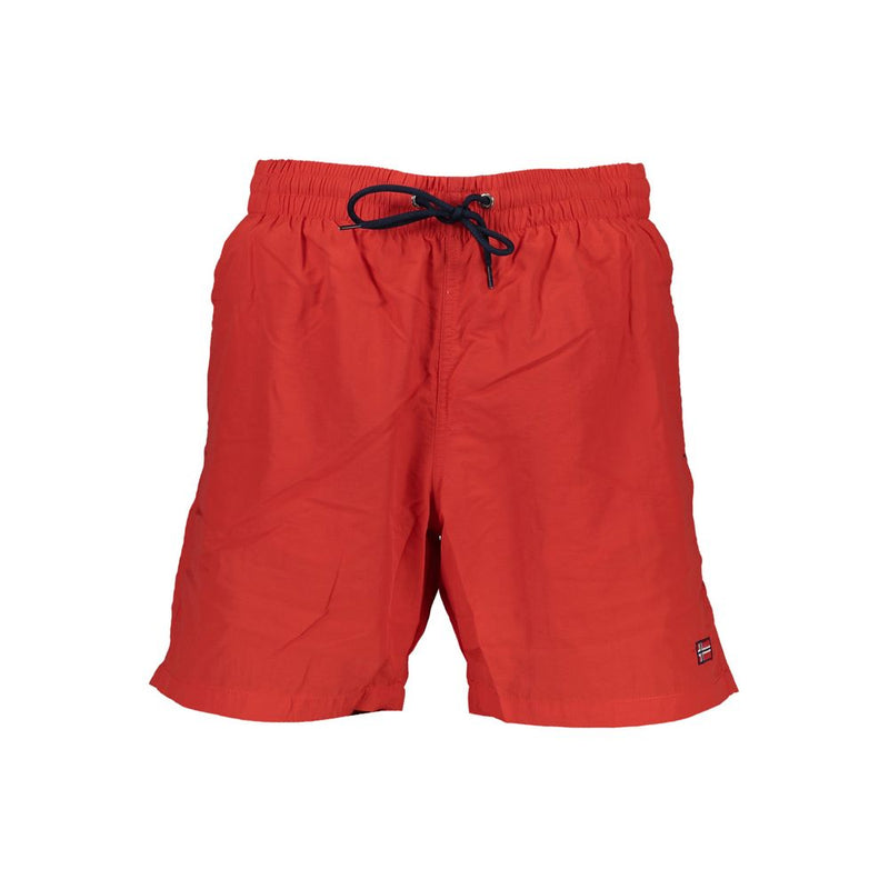 Norway 1963 Red Polyamide Swim Boxer Shorts for Men