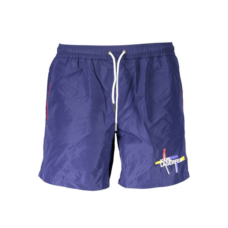 Karl Lagerfeld Blue Polyester Swimwear - Medium Swim Boxer