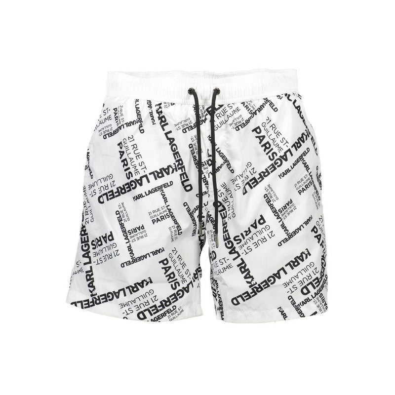 Karl Lagerfeld White Polyester Swim Boxer - Medium Swimwear