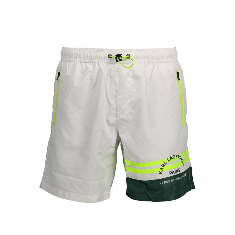 Karl Lagerfeld White Polyester Swim Boxer with Pockets