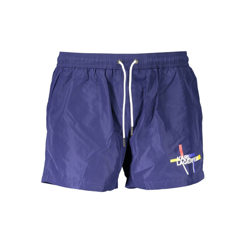 Karl Lagerfeld Blue Polyester Swim Boxer - Élégants Shorts de Bain
