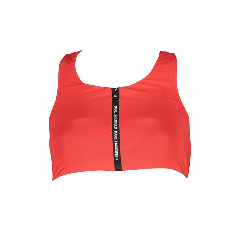 Karl Lagerfeld Red Elastane Swimwear - Sporty Top Costume