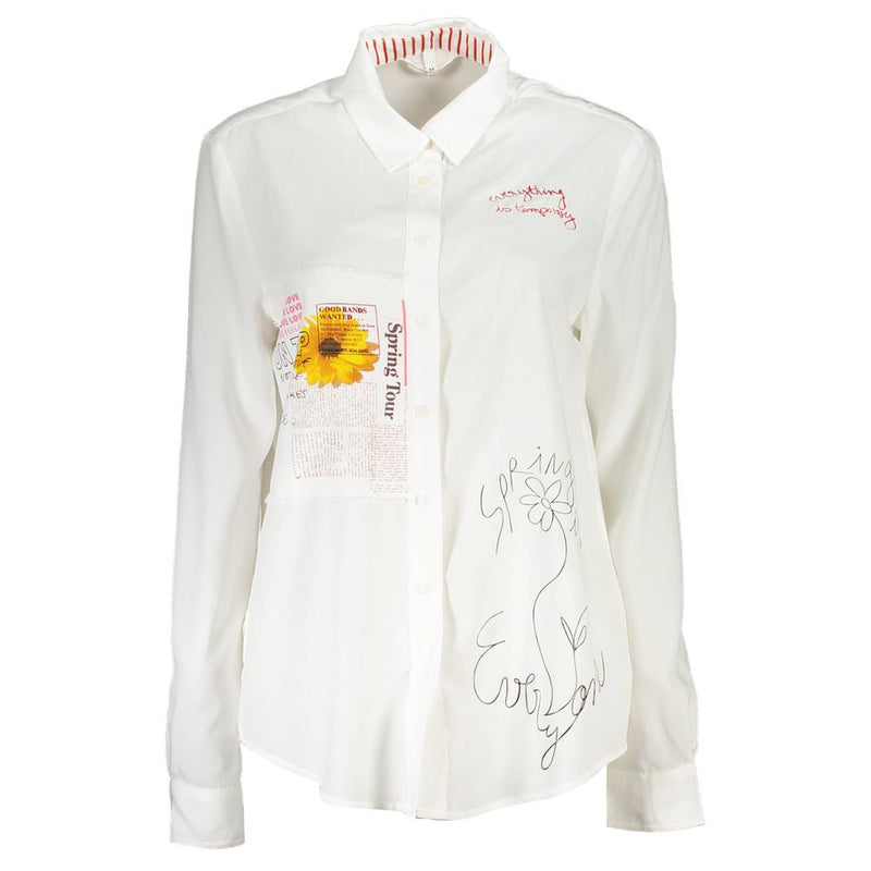 Desigual White Viscose Shirt - Elegant Long Sleeve Top