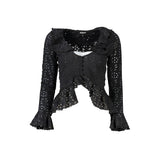 Desigual Black Cotton Shirt - Long Sleeve V-Neck Blouse