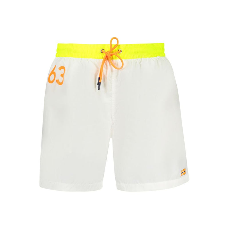 Shorts de bain en polyamide blanc Norway 1963 pour hommes