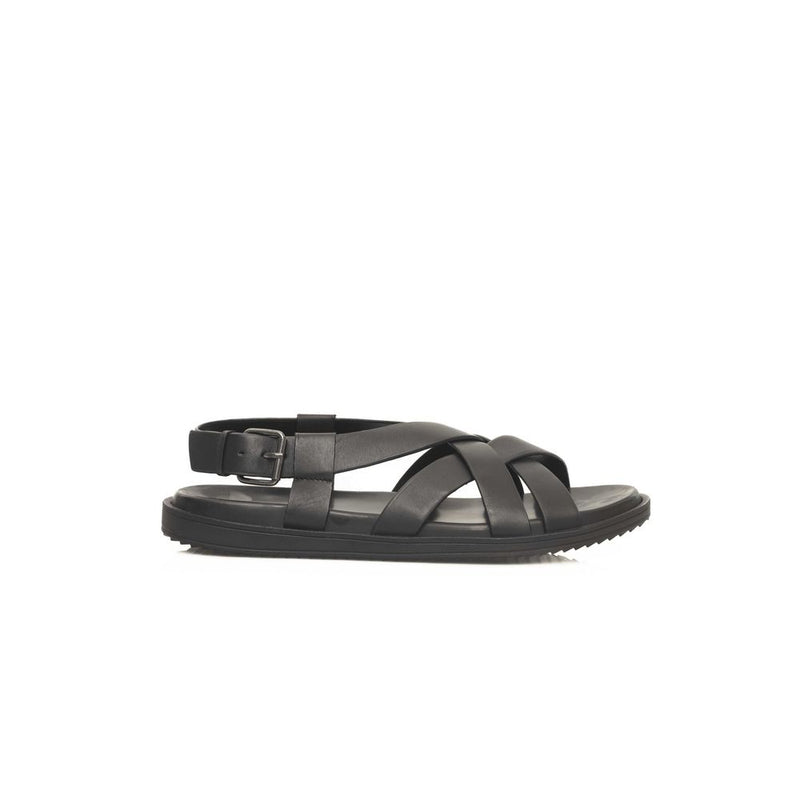 Cerruti 1881 Black Cowhide Men Sandal - Élégance Intemporelle