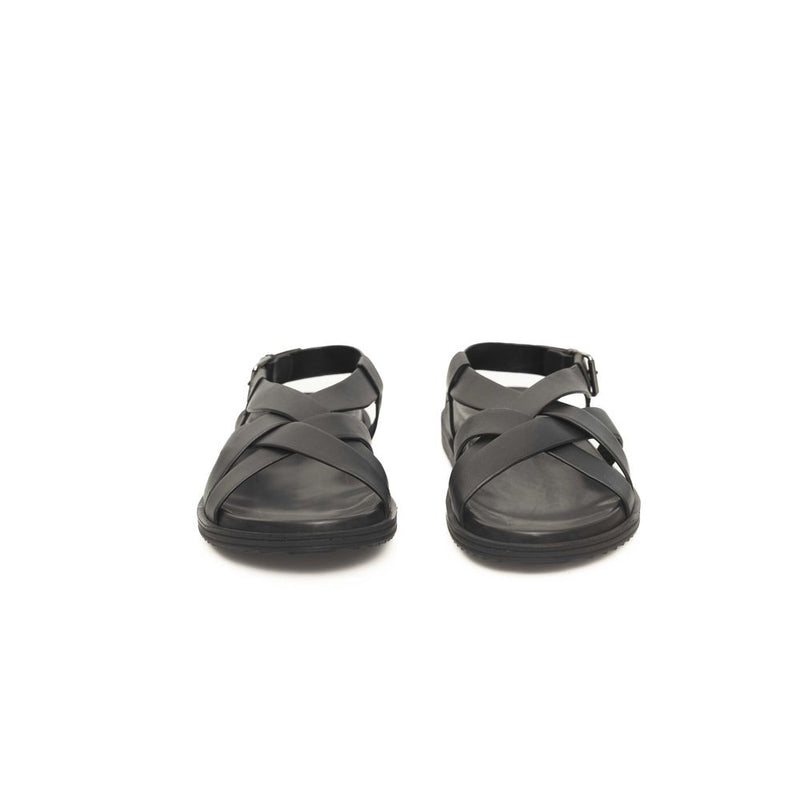 Cerruti 1881 Black Cowhide Men Sandal - Élégance Intemporelle