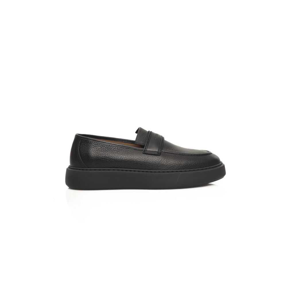 Cerruti 1881 Black Leather Men Loafer - Elegant Comfort