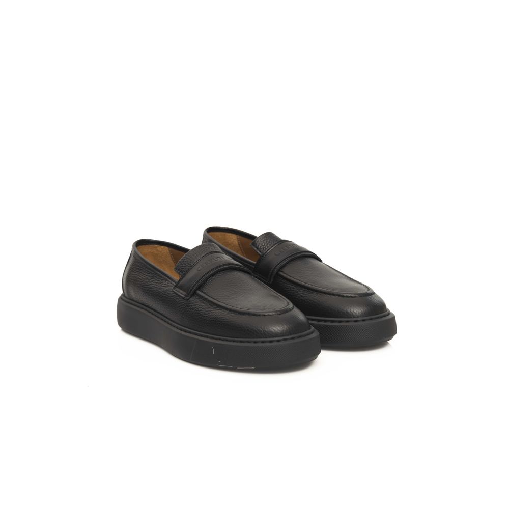 Cerruti 1881 Black Leather Men Loafer - Elegant Comfort