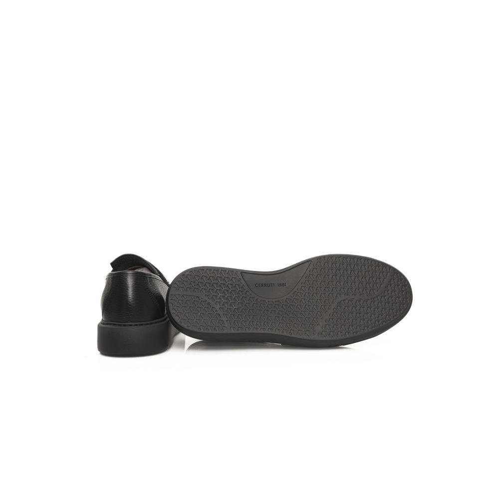 Cerruti 1881 Black Leather Men Loafer - Elegant Comfort