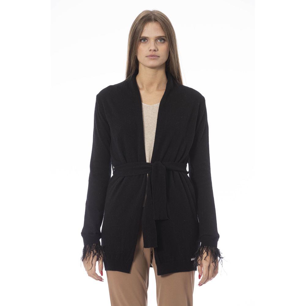 Baldinini Trend Zwarte Wollen Dames Cardigan