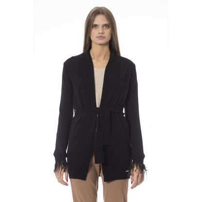 Baldinini Trend Zwarte Wollen Dames Cardigan