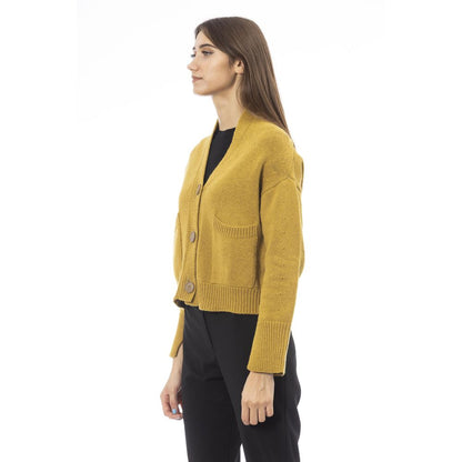 Alpha Studio Cardigan en laine mérinos jaune pour femme