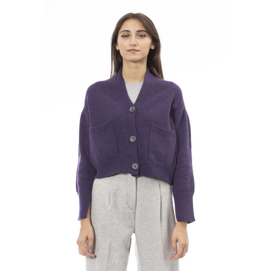 Gilet en laine mérinos violet Alpha Studio