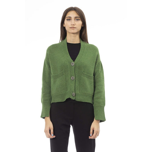 Alpha Studio Groene Merinowollen Dames Cardigan