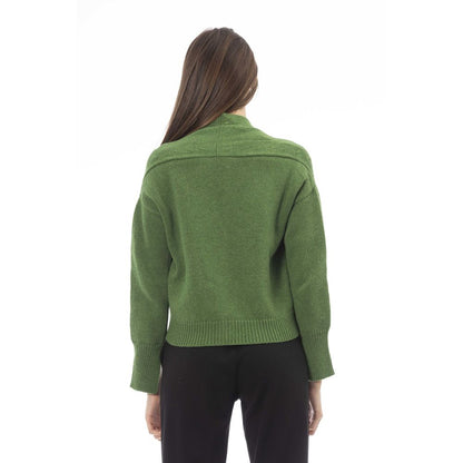 Alpha Studio Cardigan en laine mérinos verte pour femme
