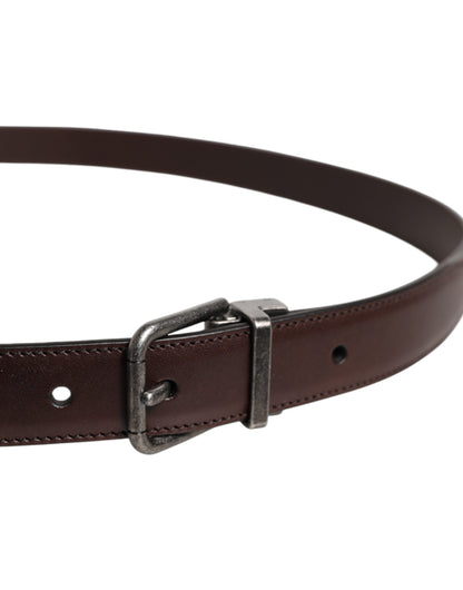 Dolce &amp; Gabbana leren riem in donkerbruin met antiek zilveren gesp