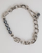 Dolce &amp; Gabbana Zilveren Ketting Karabijnsluiting Logo Grijze Parels Armband
