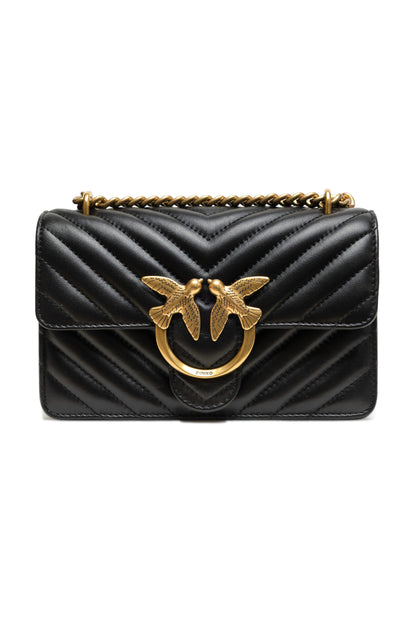 PINKO Zwarte leren Love One Mini schoudertas