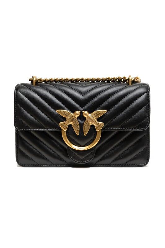 PINKO Sac à main mini porté épaule Love One en cuir noir