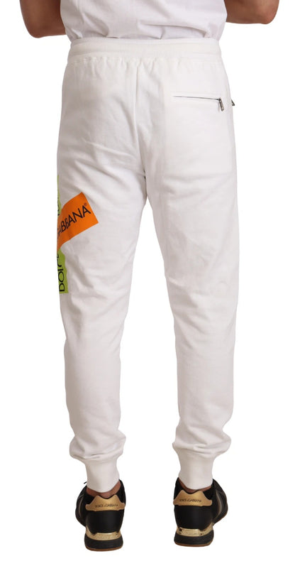 Dolce &amp; Gabbana witte katoenen joggingbroek met logo patch