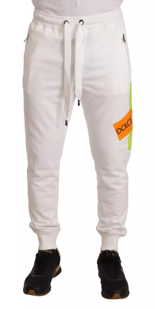 Dolce &amp; Gabbana witte katoenen joggingbroek met logo patch