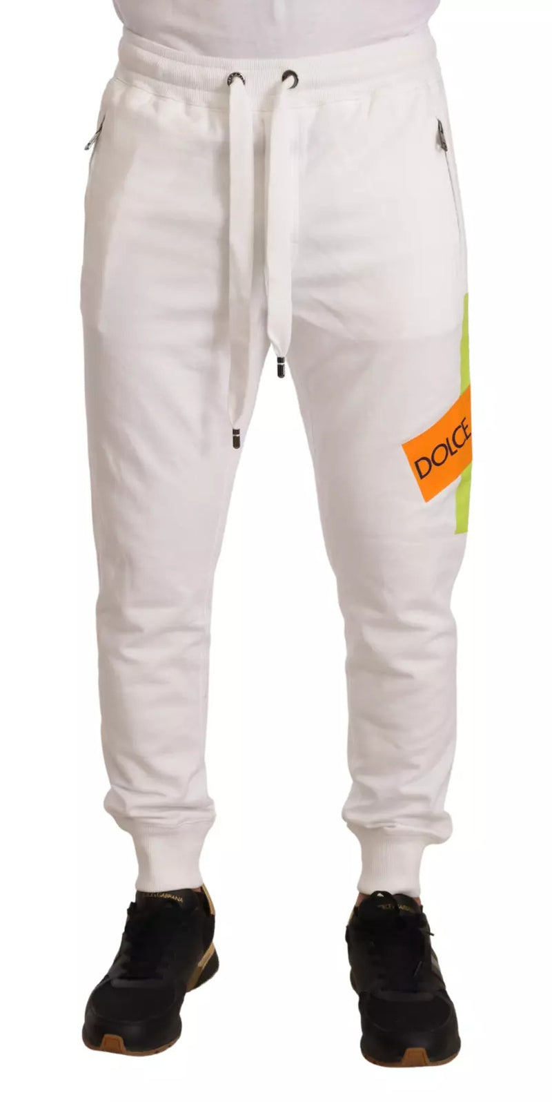 Dolce &amp; Gabbana witte katoenen joggingbroek met logo patch