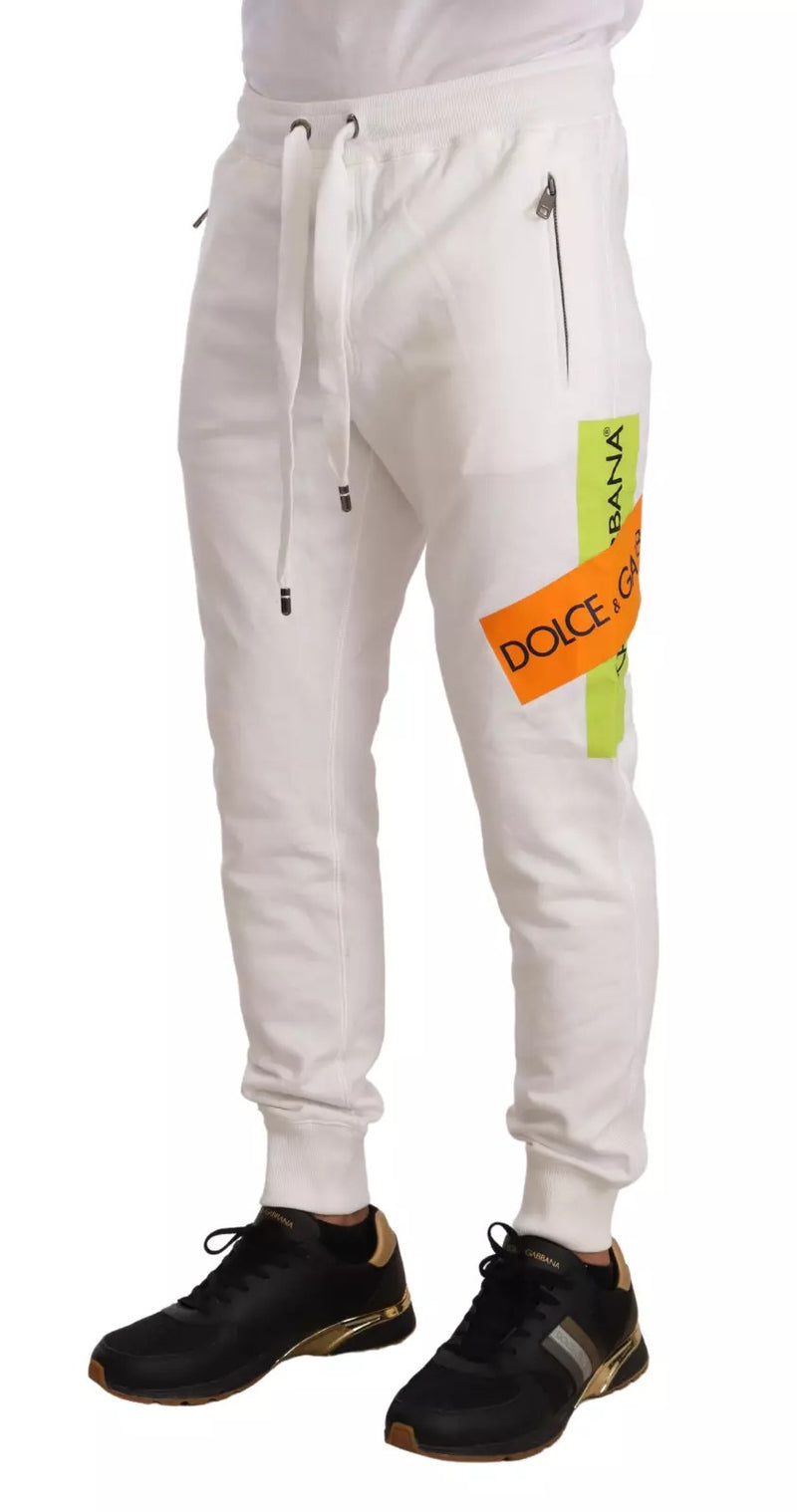 Dolce &amp; Gabbana witte katoenen joggingbroek met logo patch