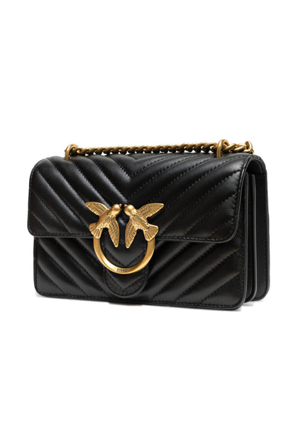 PINKO Zwarte leren Love One Mini schoudertas