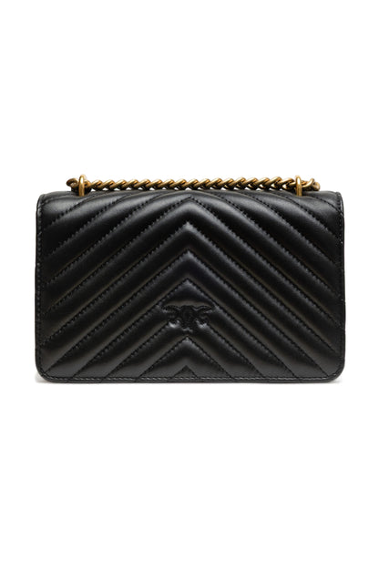 PINKO Zwarte leren Love One Mini schoudertas