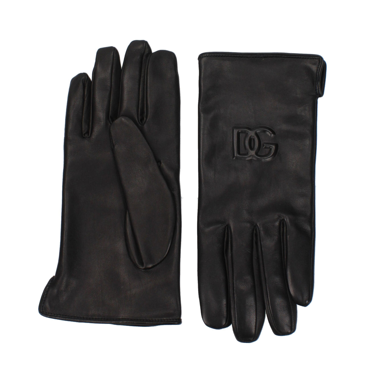 Gants en cuir noir Dolce &amp; Gabbana