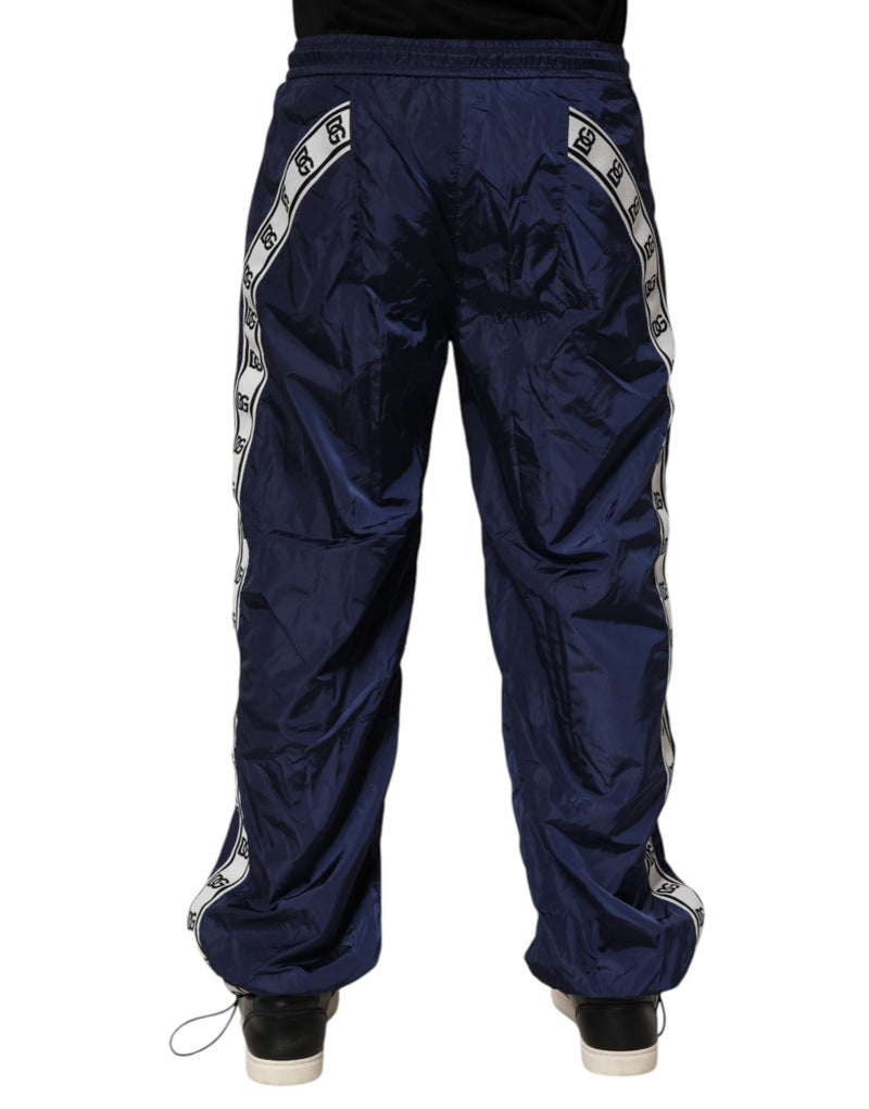 Pantalon de jogging droit en nylon bleu Dolce &amp; Gabbana