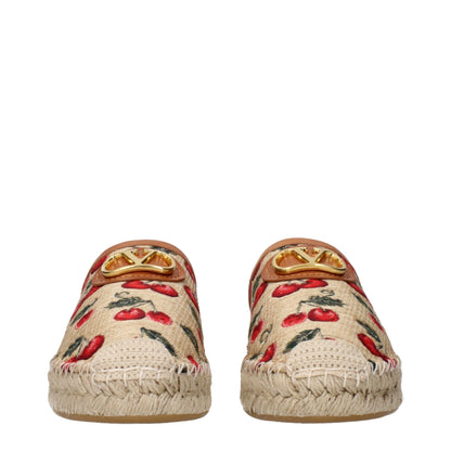Sandales-nu-pieds en raffia beige Valentino Garavani