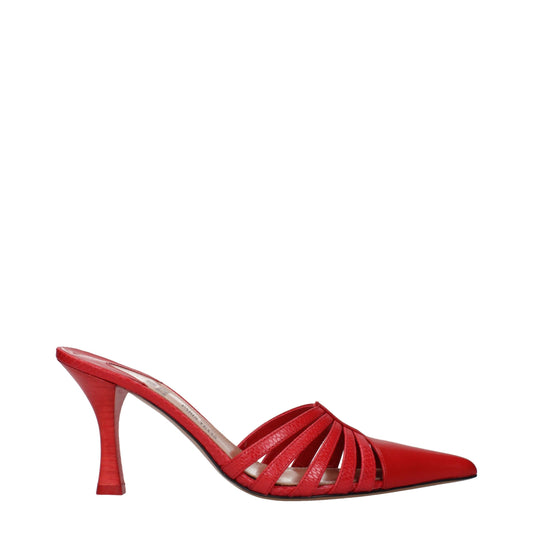 Sandales à talons aiguilles en cuir rouge Paris Texas