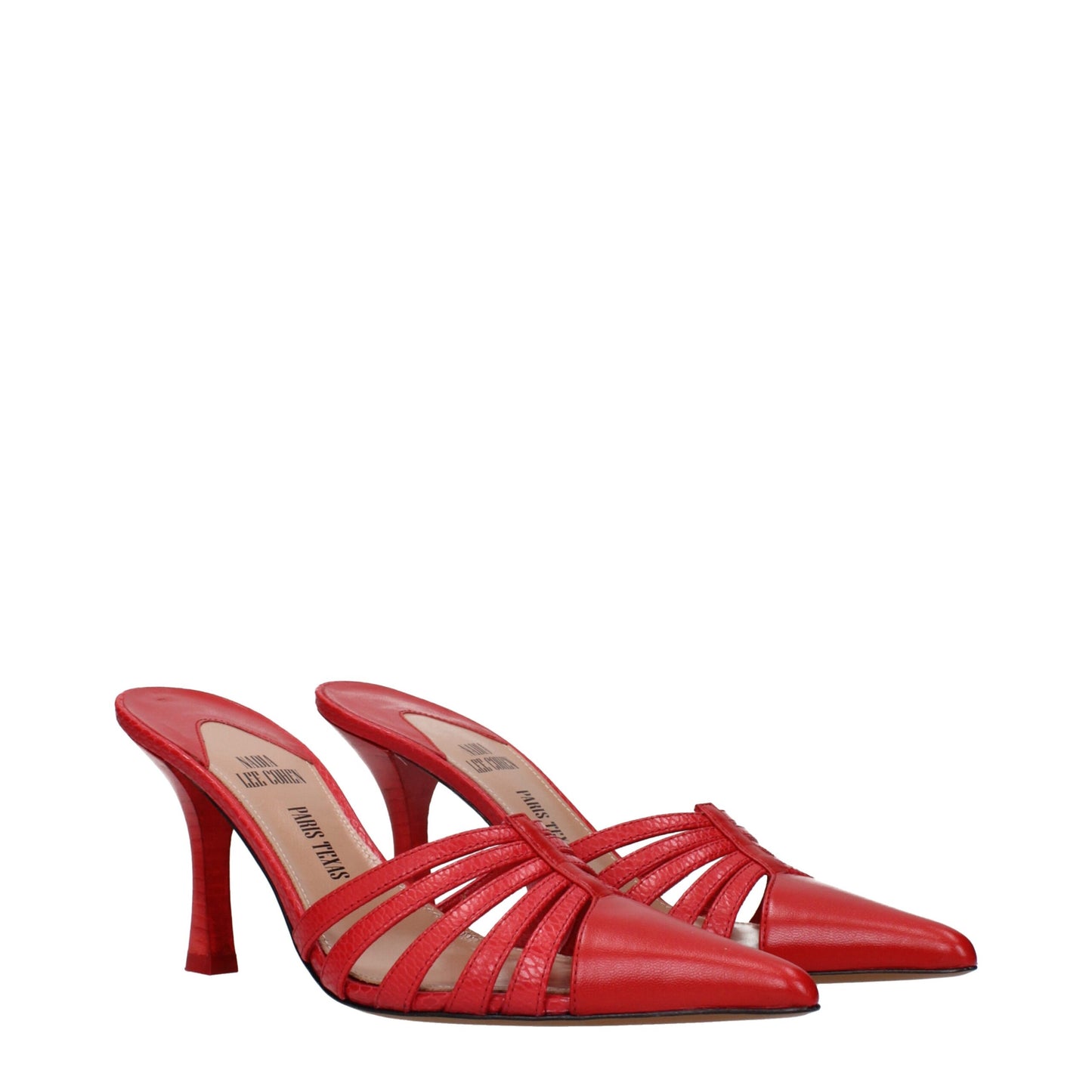 Sandales à talons aiguilles en cuir rouge Paris Texas