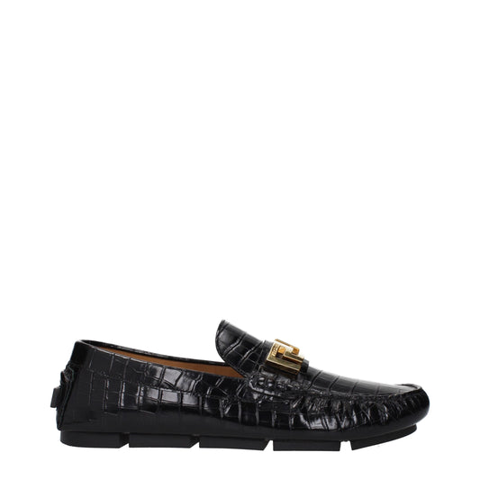 Brogues à enfiler en cuir noir de Versace