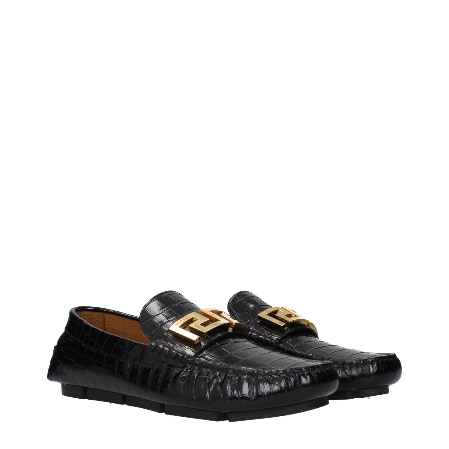 Brogues à enfiler en cuir noir de Versace